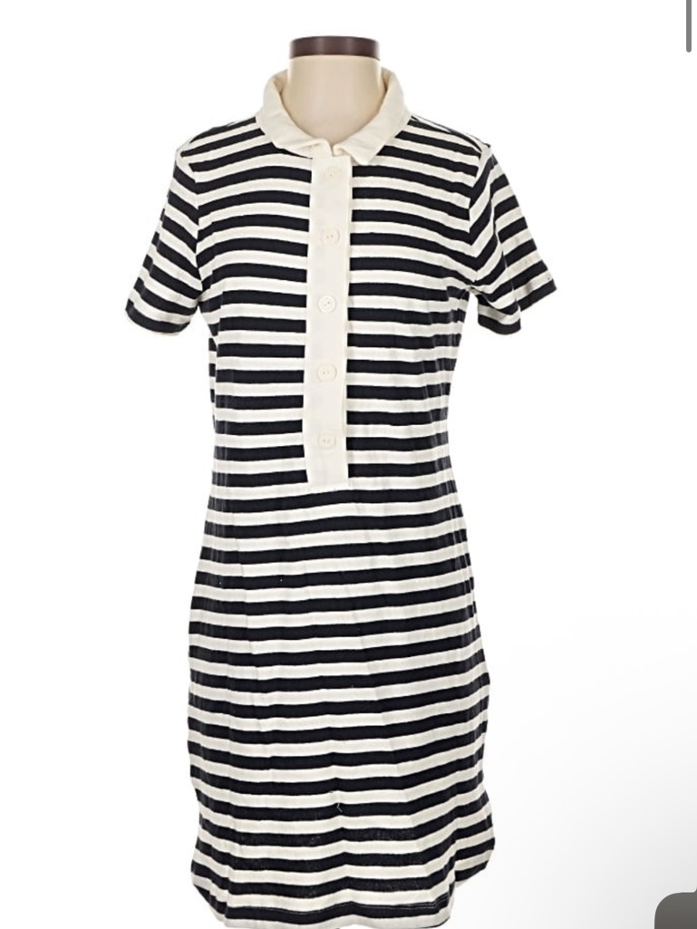 New Universal Thread Black And Cream Striped Polo Mini Dress